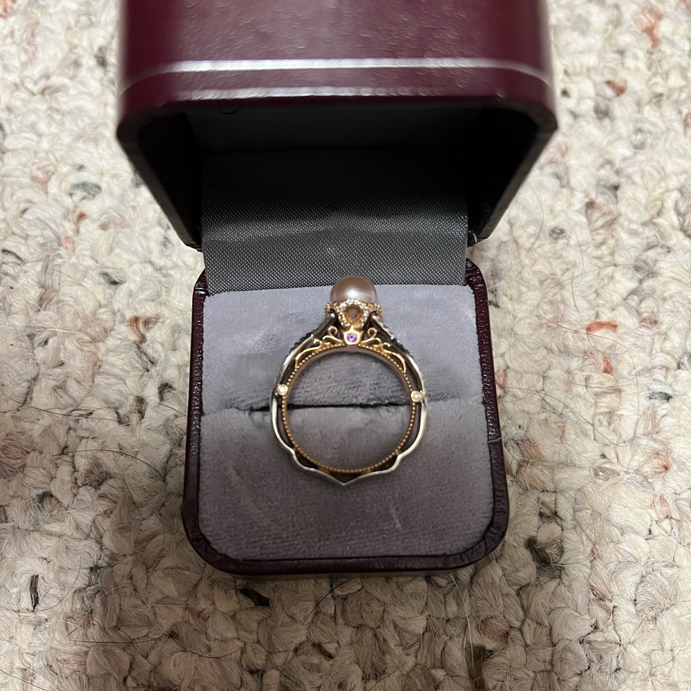Verragio Gold and Cream Vintage Engagement Ring - Picture 10 of 10